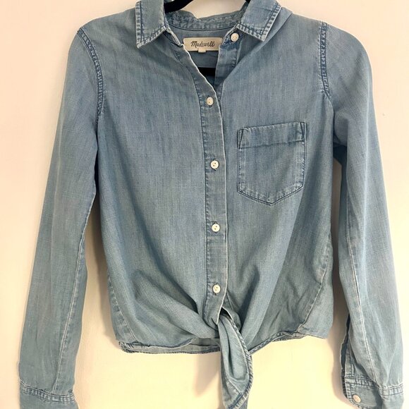 Madewell Denim Tie-Front Shirt - Picture 5 of 5